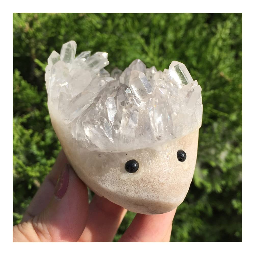 Cristal Natural en Bruto Cristal de Cuarzo Transparente Natural, racimo Tallado a Mano de Erizo, Piedras Preciosas talladas a Mano, Regalo de decoración del hogar (Size : 6-7 cm)