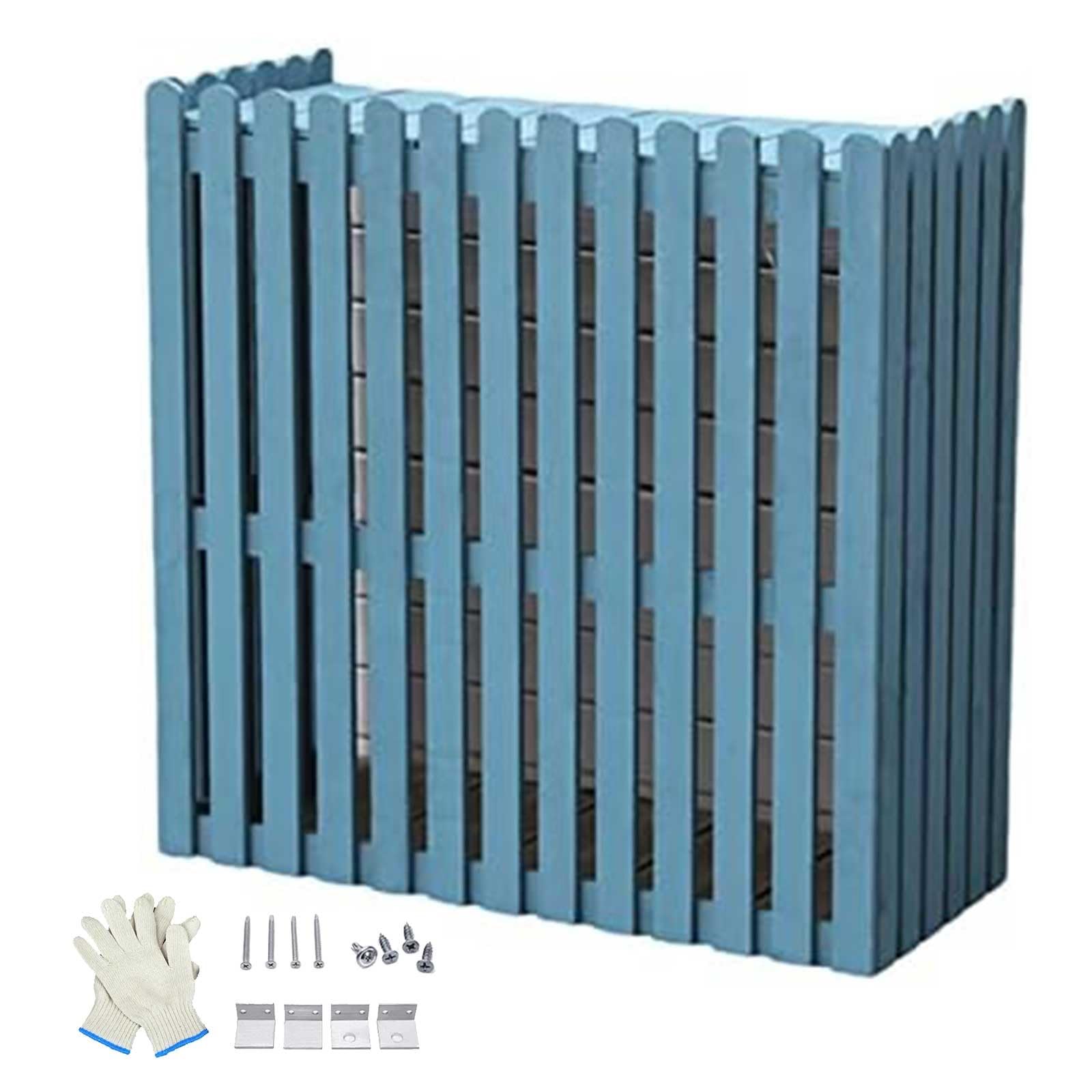 Pokrowiec na klimatyzator zewnętrzny, 4 panele, drewniany panel do patio, wyposażenia basenu, obudowy, ogrodu, tarasu, klimatyzatora, pompa basenowa, niebieska 120 x 60 x 109 cm
