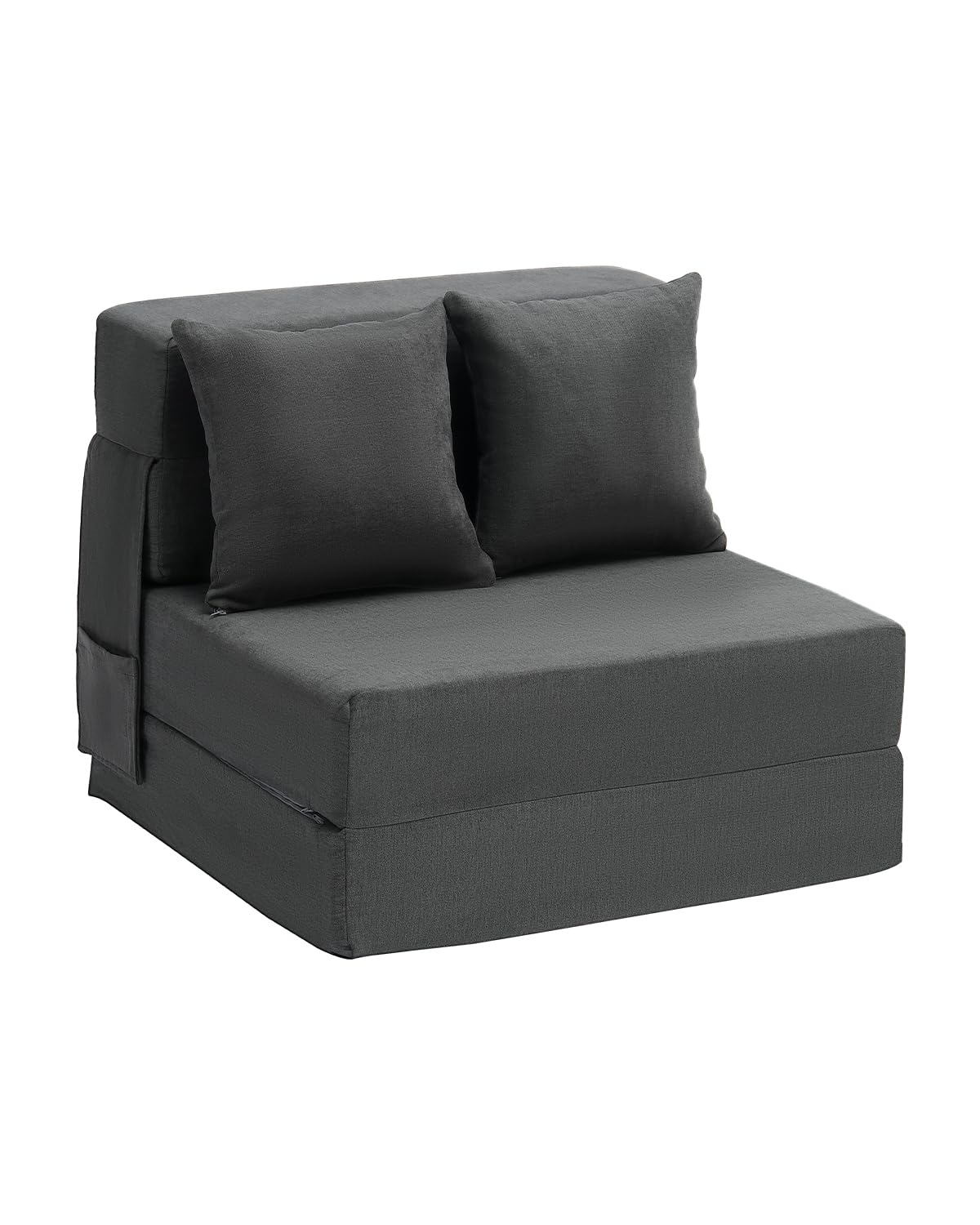 Vevor Dark Gray 3 En 1 Sofá Cama Plegable 1860 X 730 X 150 Mm Con 2 Almohadas Y Funda Lavable, Sofá Cama Convertible De Espuma Viscoelástica De Alta Densidad 25D Para Sala De Estar, Dormitorio, Gris Oscuro
