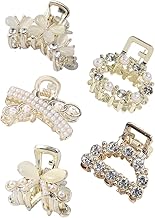 Metal Hair Clips, 5 Pieces Mini Hair Clips for Women, Pearls Hair Clips, Non-Slip Hair Clips for Ladies and Girls