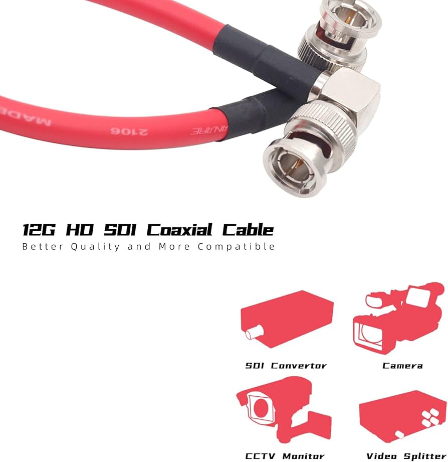 Uonecn HD-SDI Video Coaxiale Kabel 12G 75 Ohm BNC Man naar Man voor 4K Videocamera 1M