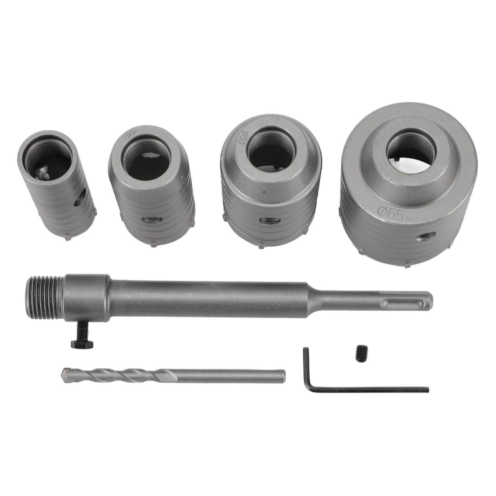 Marhynchus Kit a Tazza per Calcestruzzo in Acciaio Al Tungsteno, Taglierina per Fori da Muro con Gambo SDS Plus da 30-65 Mm per Muro di Cemento in Mattoni Forati, Set da 9 Pezzi per Operai Edili e