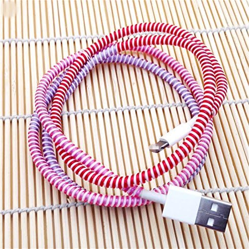 Restonc 10pcs Spring Protector Cover Cable Line for Phone USB Data Sync Charging Cable (Double Color(Mixed))