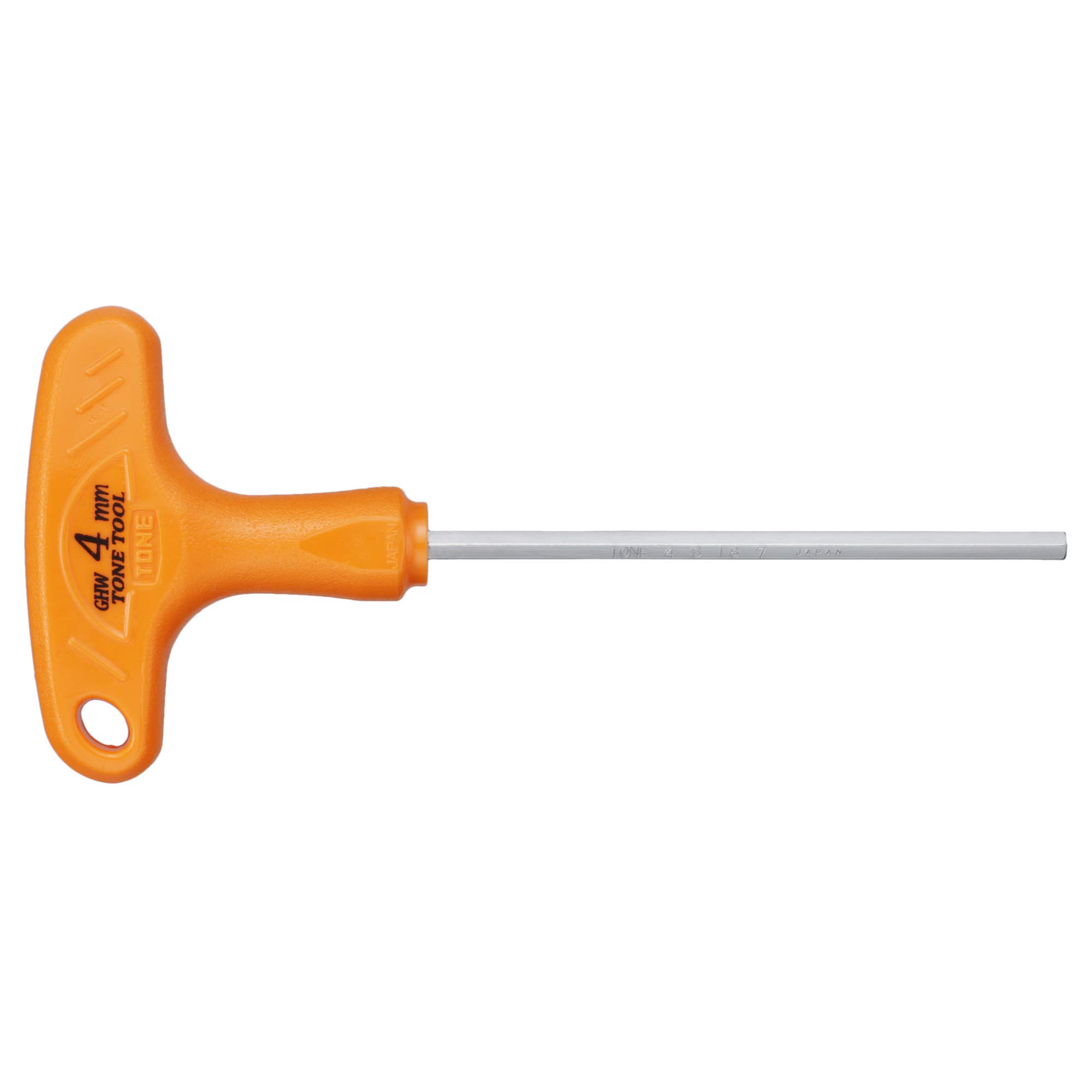 Tone GHW-04 Grip Hexagon Wrench, Orange, Width of Both Sides, 0.2 inches (4 mm)