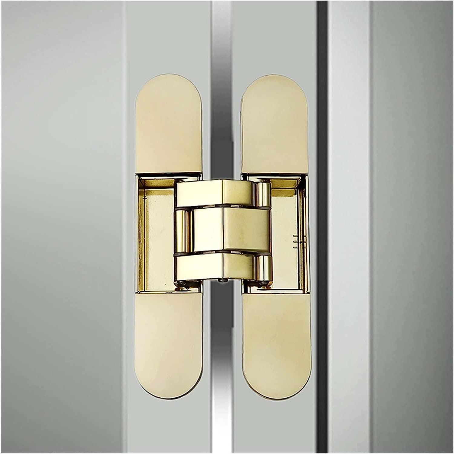 Nvsfzgiyg Sliver Hidden Folding Self Closing Hinge Three-Dimensional Adjustable Invisible Wooden Door 180° Opening Concealed Gate Fittings Hinges(Sliver)