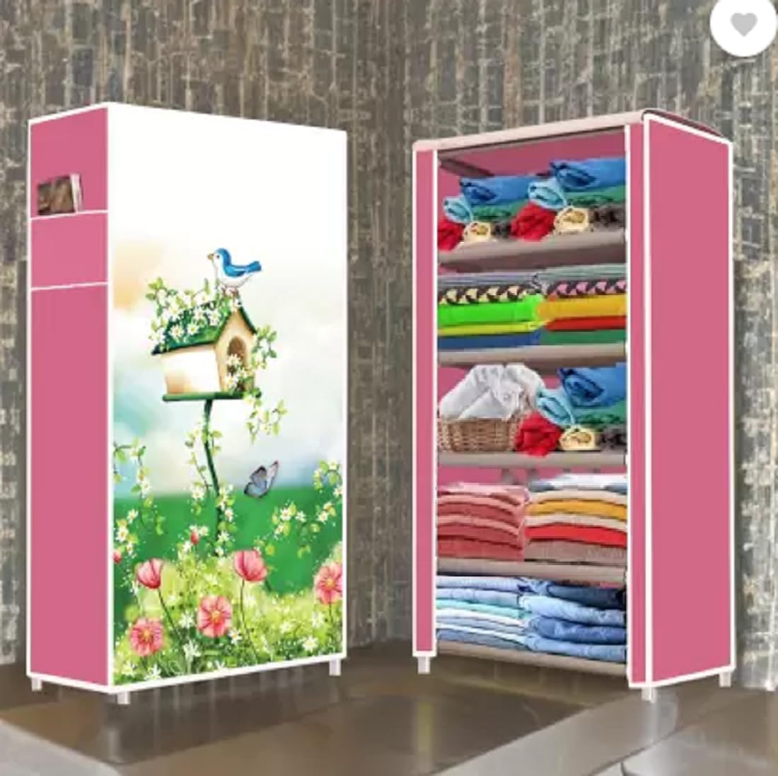 EXPOSURE 5 Layer Multipurpose Metal Pipes Non Woven Cover and Shelf with Single Connector Collapsible Wardrobe (Light Pink) (B0D2KGZ8MT) Amazon Price History, Amazon Price Tracker