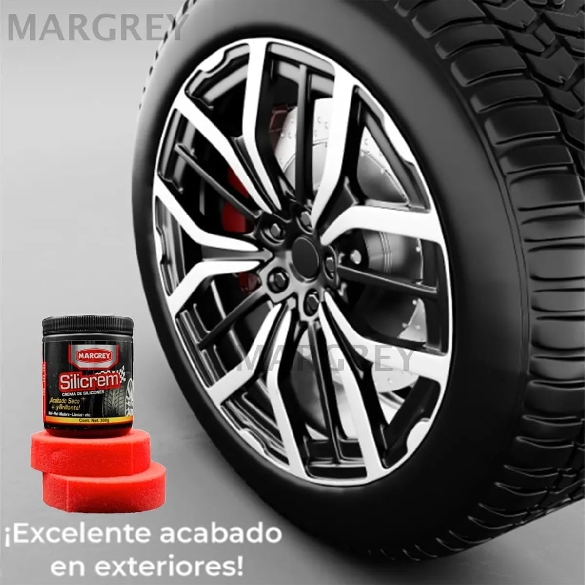 Kit Margrey Silicrem Silicone Interior Car Cream, Vinyl, Leather, Plastic and Wood, Dry and Shiny Finish, 300 g, with Sponges and Microfiber