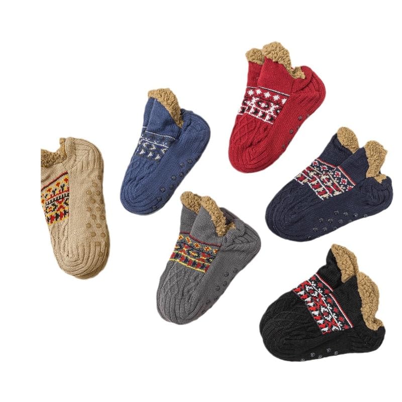 Women Winter Slipper Socks Winter Fuzzy Fleece-Lined Warm Socks Ladies Thermal Gel Grip Cute Sherpa Sock4