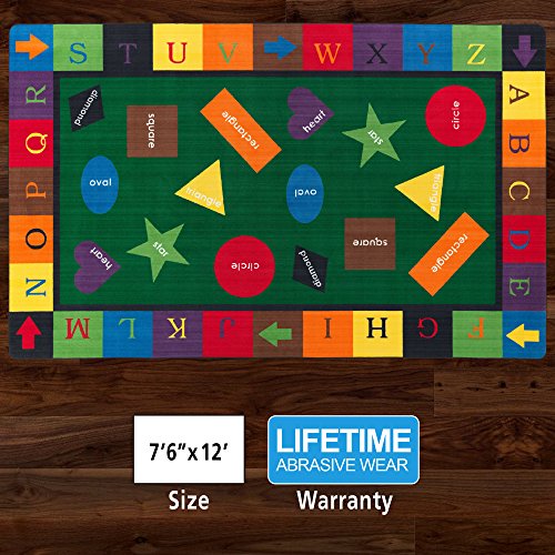 Flagship Simple Shapes Educational Rug for Home or School, 7'6" x 12'
