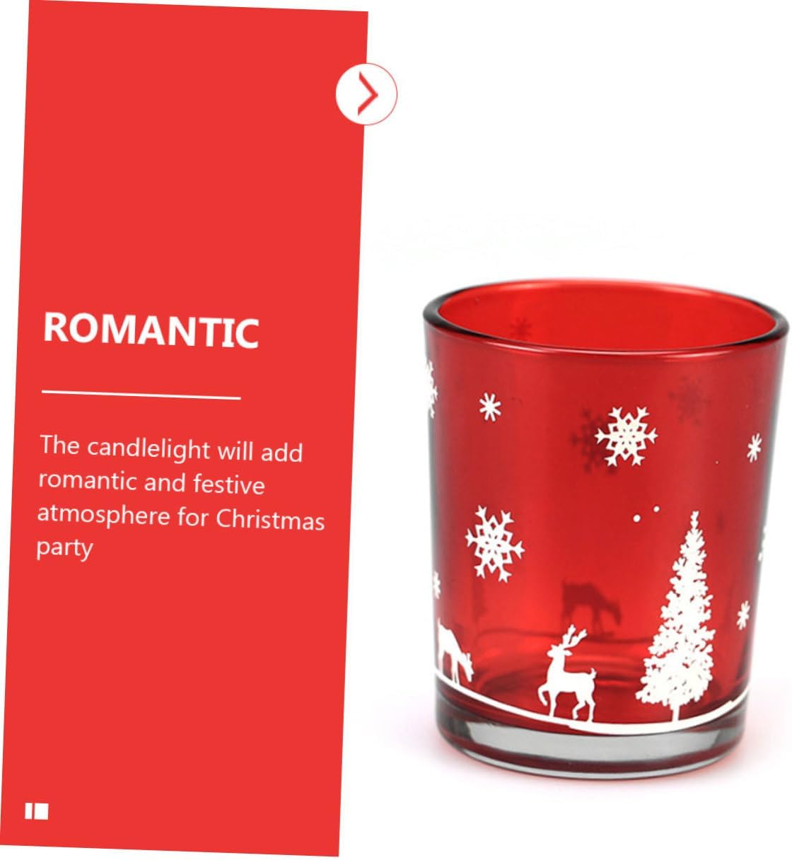 Holibanna 2pcs Red Glass Christmas Candle Holders Festival Candle Cup Ornaments Elk Design for Holiday Table Decor Seasonal Home Accent