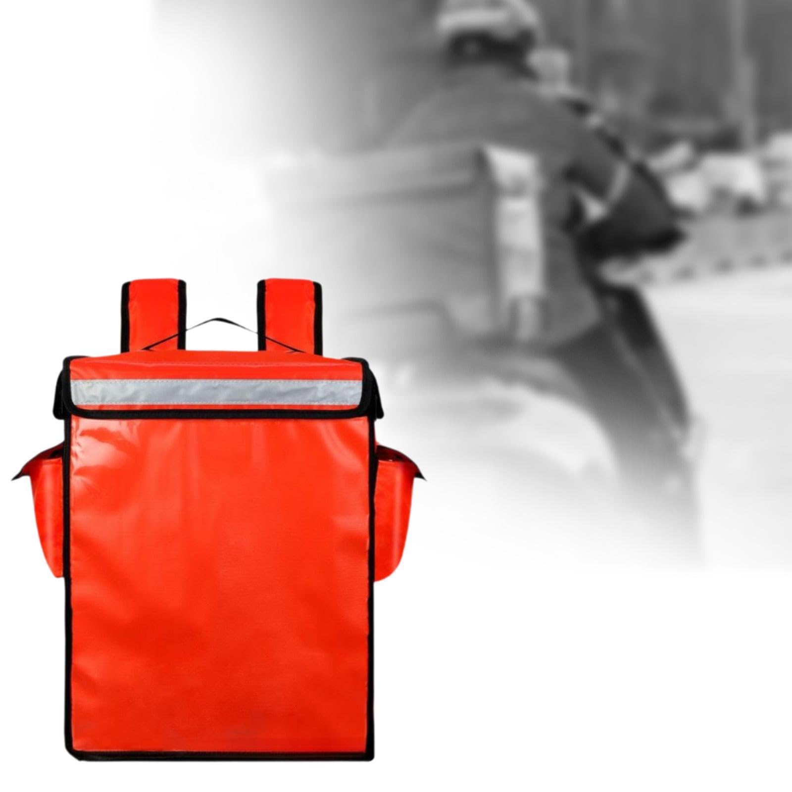 Mochila de Reparto Isotérmica, Bolsa Térmica para Alimentos, a Prueba de Fugas con Tira Reflectante, Bolsa de Catering, Bolsa de Aislamiento para Picn, Rojo, Individual
