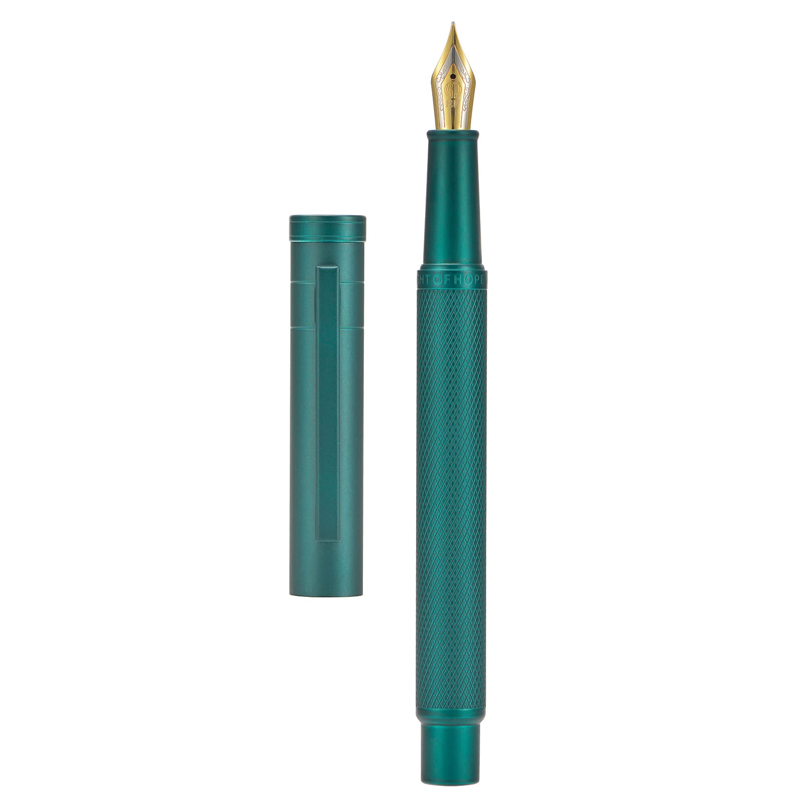Asvine Hongdian Dark Green Forest Fountain Pen Fine Nib Classic Design with Converter and Metal Pen Case Set
