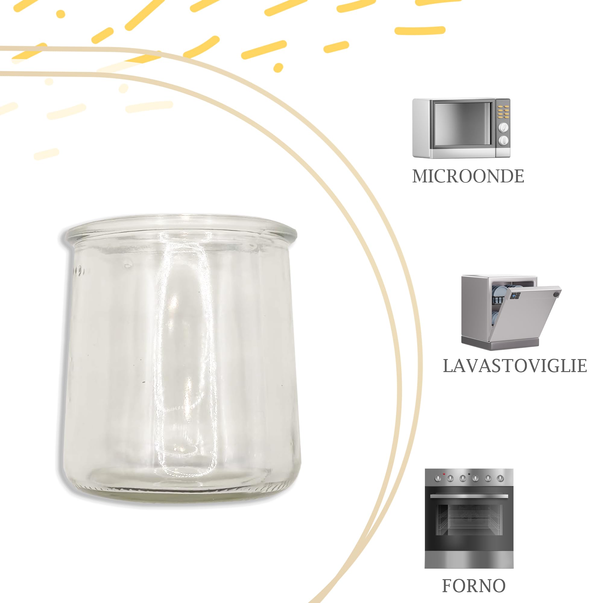 8 Vasetti per Yogurt 200ml XL con Coperchio Ermetico BPA Free – Barattoli in Vetro Compatibili con Bimby TM6 TM5 TM31, Monsieur Cuisine e Yogurtiere – Contenitori per Dessert e Omogeneizzati