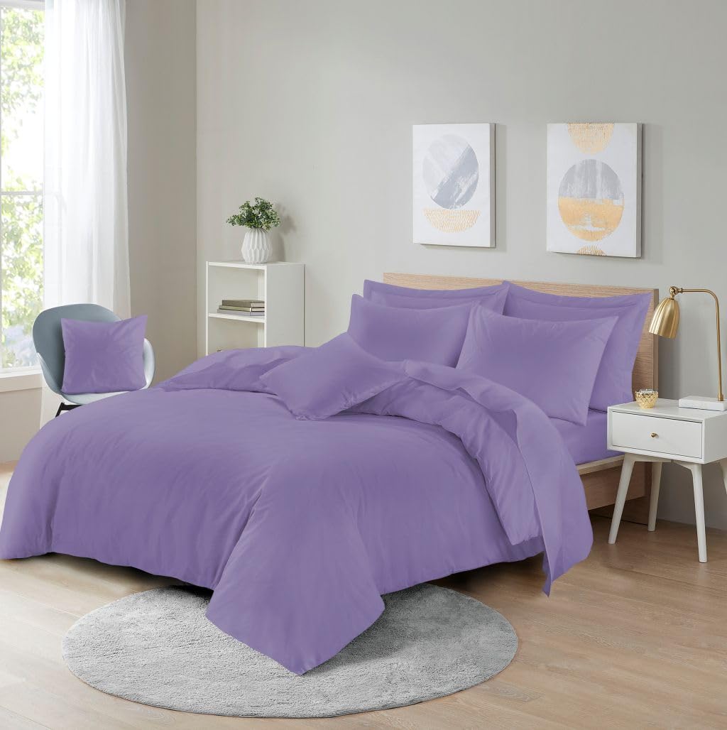 Microfibre King Duvet Cover Set, Soft Easy Care Bedding Set - Lilac