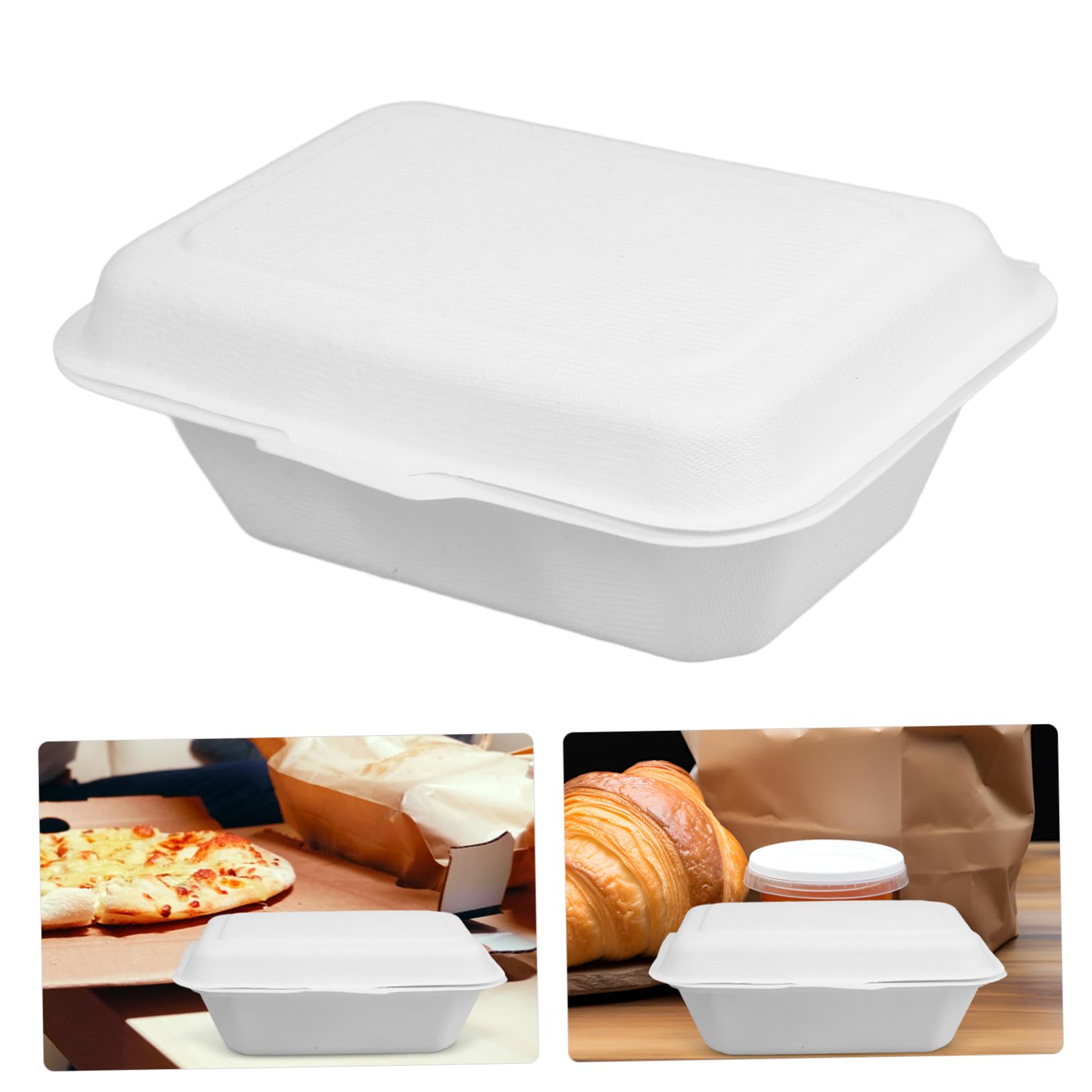 ULTECHNOVO 100pezzi Scatole Per Alimenti Biodegradabili Da Per Takeaway e Pranzo Per Cibi Grassi e Cake Packaging Pratici e Facili Da Trasportare