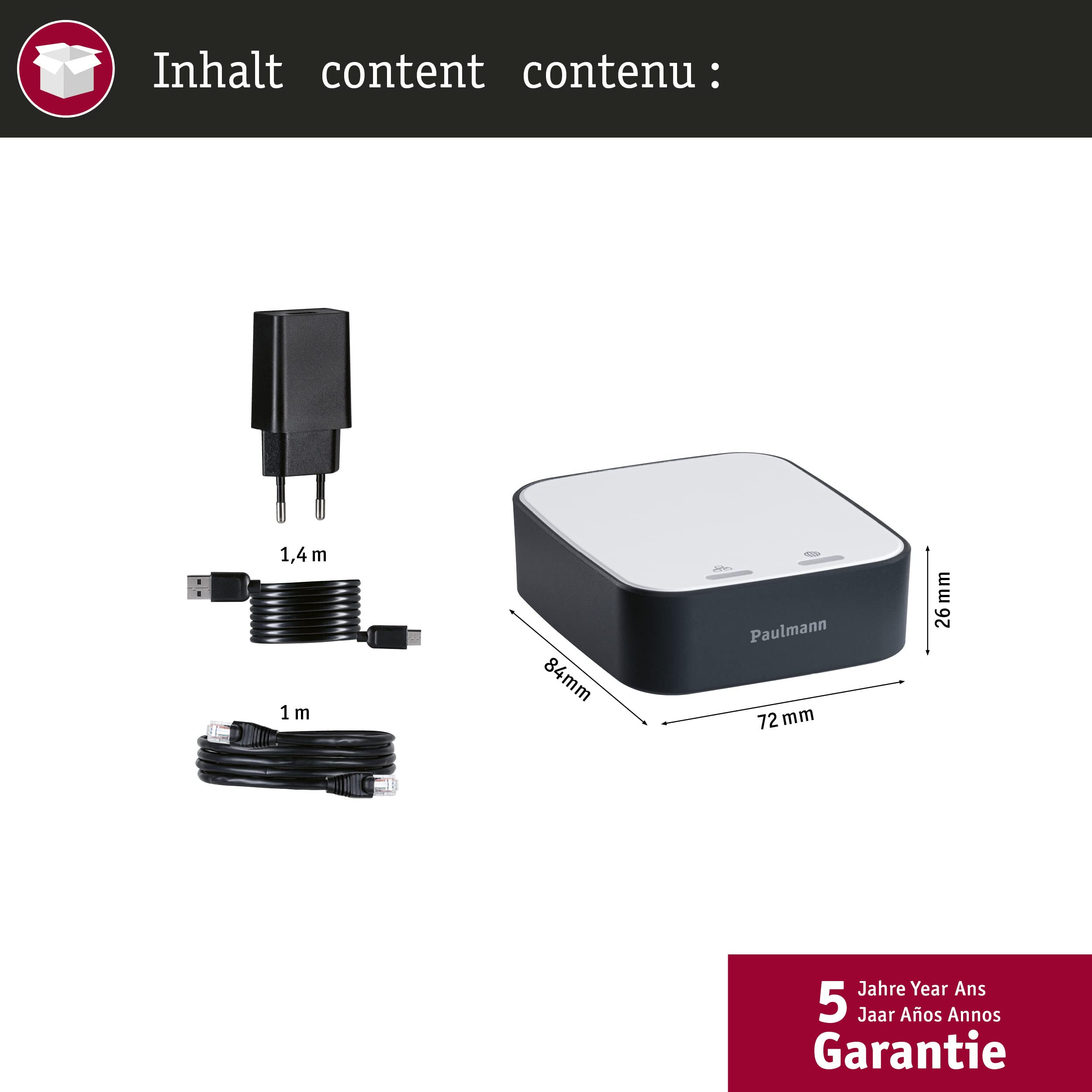 Paulmann 50135 Smart Home Zigbee Gateway Bridge Smik Weiß/Anthrazit Kunststoff Steuerzentrale