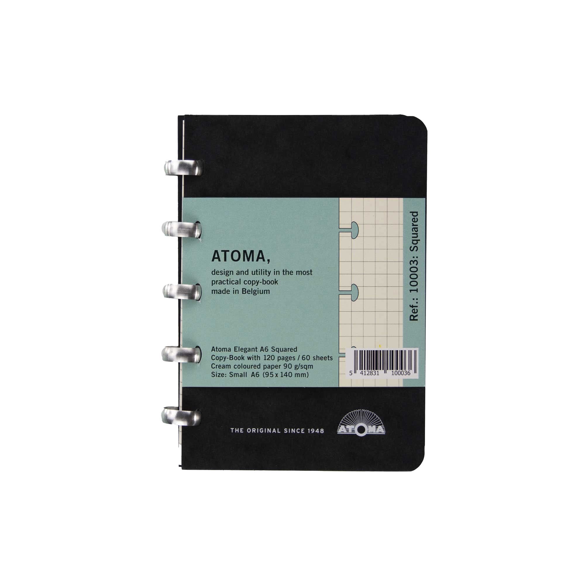 Atoma - Notebook A6 pocket size, 120 pages squared, black