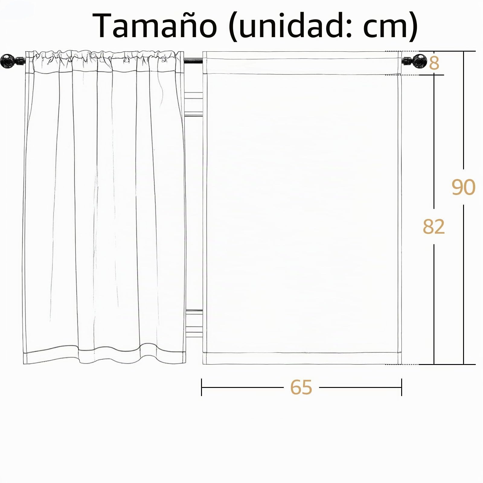 TOPICK Cortinas para Cocina con Bolsillo para Varilla de Bistró para Sala de Estar Translúcidos Modernas de Estilo Rústico de Campo con Túnel Lino Blanco Juego de 2 Unidades 65 x 90 cm