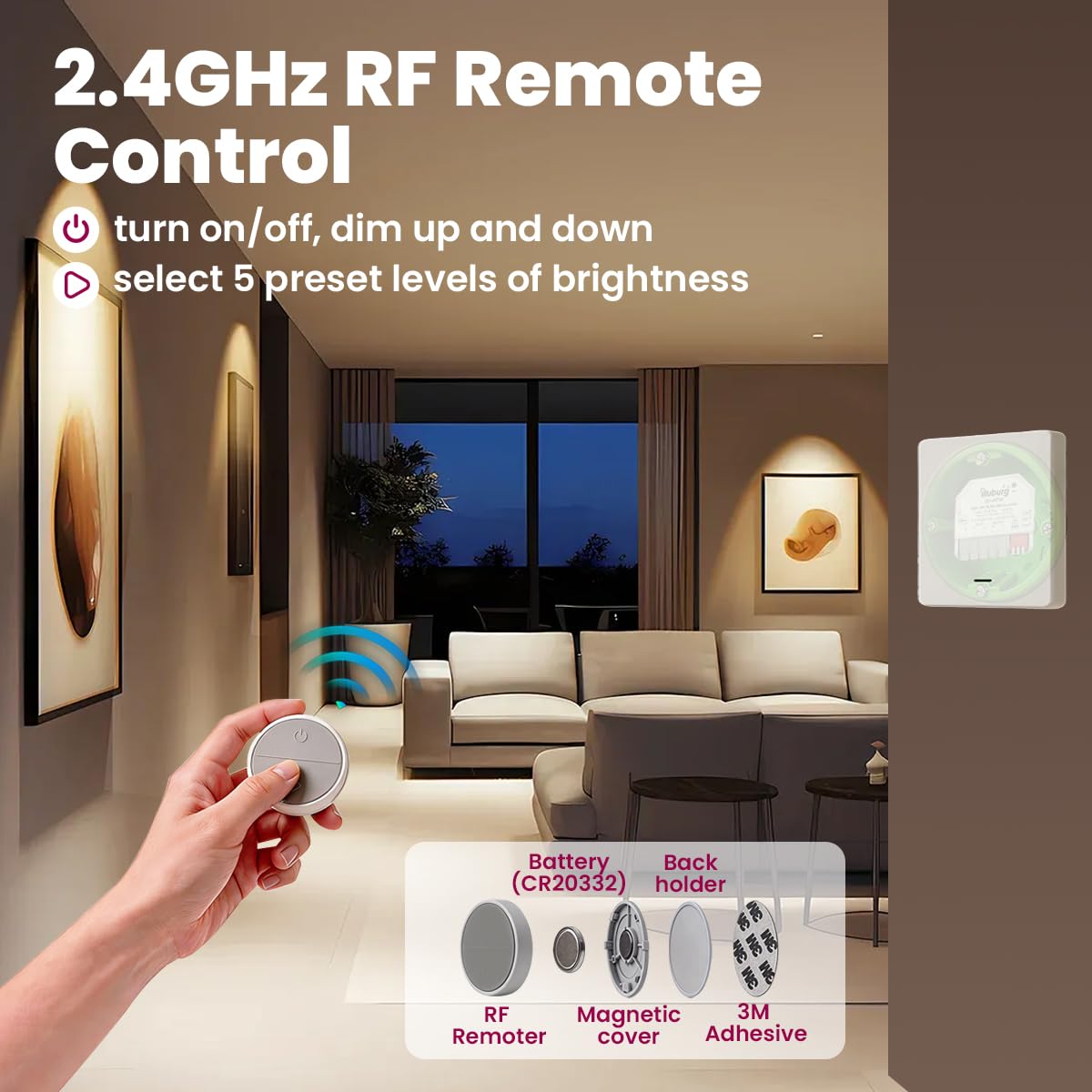 Controlador Dimmer Inteligente para Tiras LED a través de WiFi Alexa Tuya 2,4GHz RF Mando a Distancia Pulsador PUSH 12V 24V 48V Regulador Actuador de Regulación