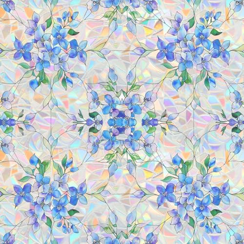 Película de privacidad para ventana, tintada decorativa para ventana, para decoración del hogar, habitación, arco iris, película opaca para baño, dormitorio, automóvil, apta para inquilinos (flor de
