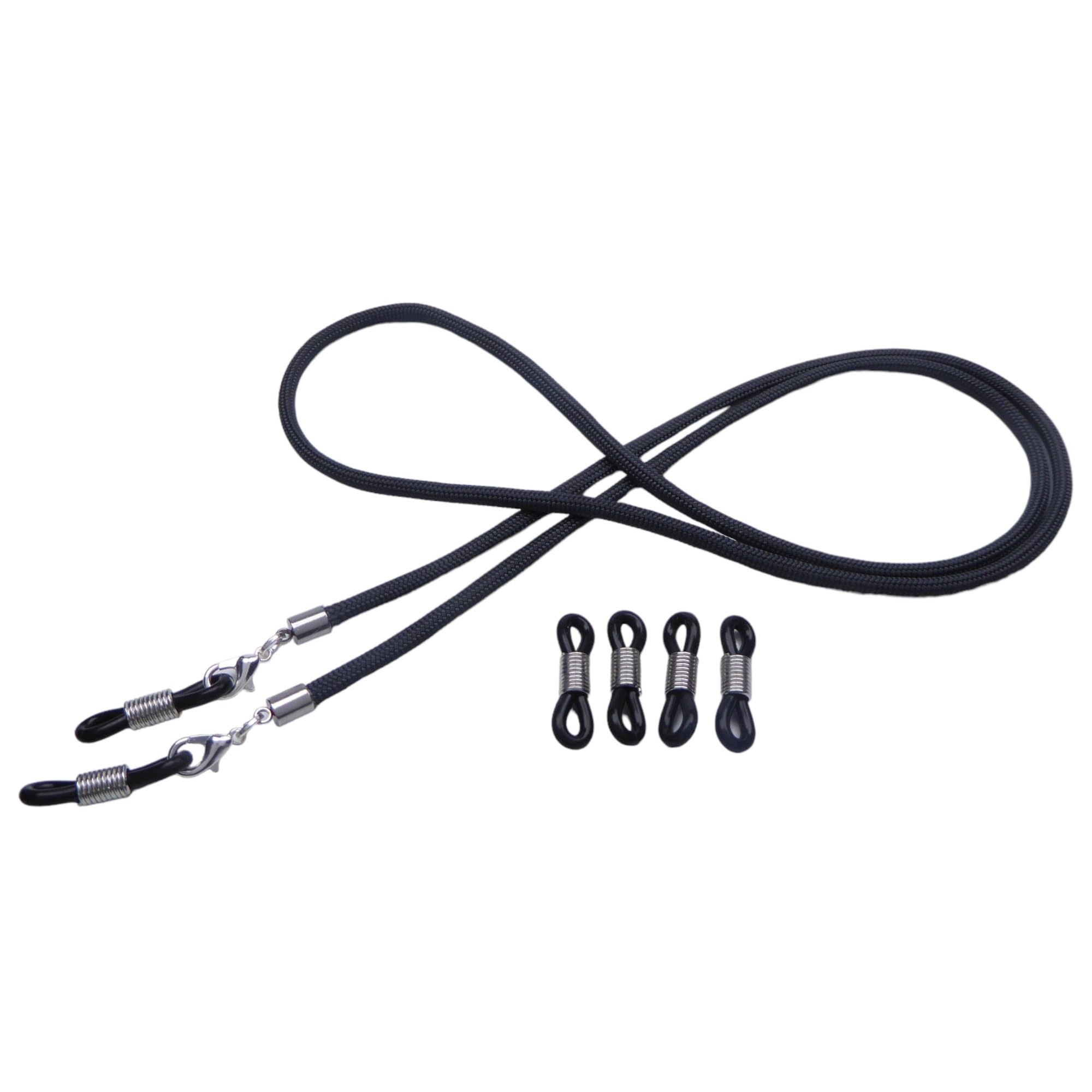 Hawhy Handgemachtes Brillenband aus Paracord für Lesebrillen und Sonnenbrillen, Schwarz - Inkl. 4 Ersatz Brillenschlaufen