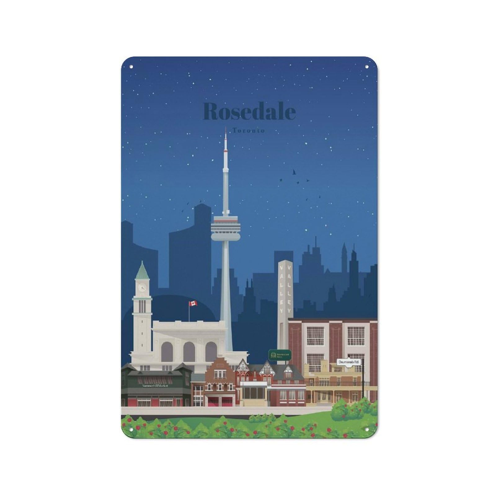 Rosedale in Toronto Printed Metal Sign for Pet Owners, Birthday, Christmas Or Housewarming Gift, 30x20cm