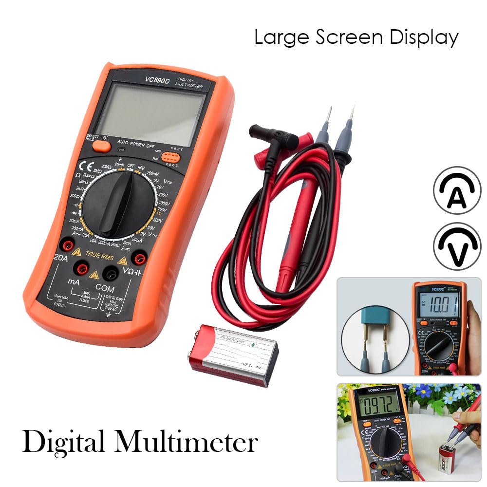 LCD Digital Multimeter Voltmeter Amperemeter Ohmmeter AC DC Strom Spannungsprüfer Meter misst Widerstand, Diode, Transister, Frequenz, Kapazität und Kontinuität