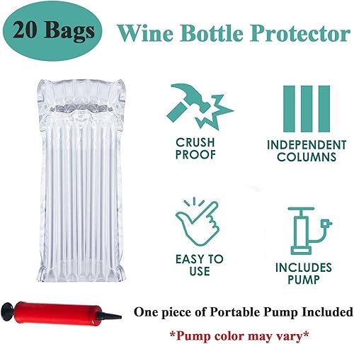 Miniatura 3 de Bolsas protectoras para botellas de vino, paquete de 20 bolsas de embalaje de seguridad para botellas de vidrio en transporte con equipaje con bomba