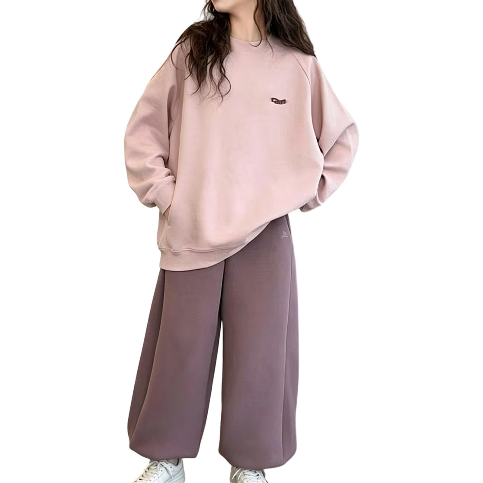Set tuta da ragazza pullover gamba larga pantaloni rosa, 11-12 anni | Girocollo Felpe Pantaloni della tuta 2 Pezzi Abiti Elegante Confortevole Scuola Sport Tuta Bambini Casual Abbigliamento Set
