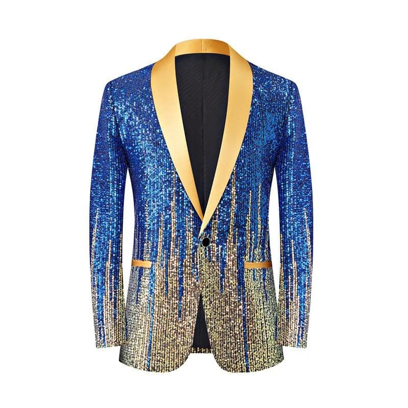 Men's Gradient Sequin Blazer - Luxury Sparkling Dinner Jacket for Banquet, Host2