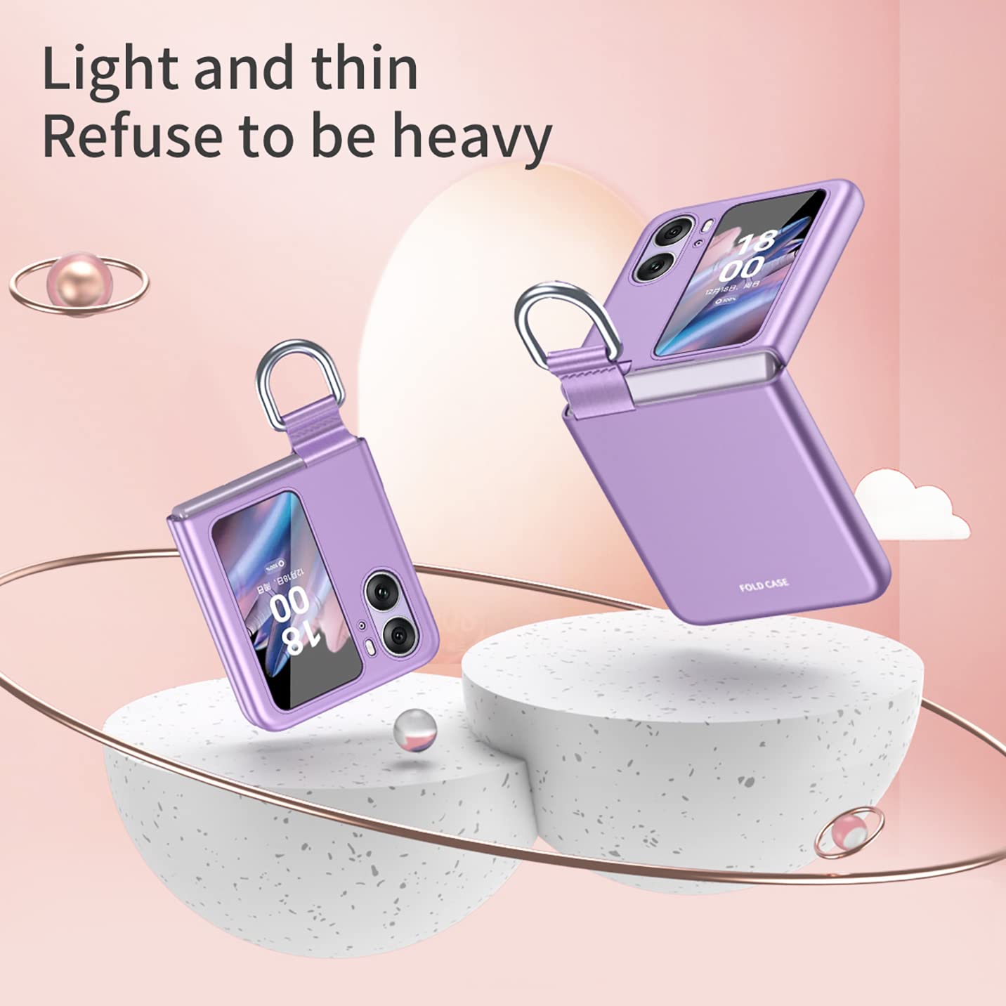 BORYA Etui do OPPO Find N2 Flip, ultracienka, luksusowa okładka z silikonu PC, odporna na wstrząsy, jedwabna, matowa, elegancka, składana obudowa z ochroną przed zarysowaniami z 360° pierścieniem