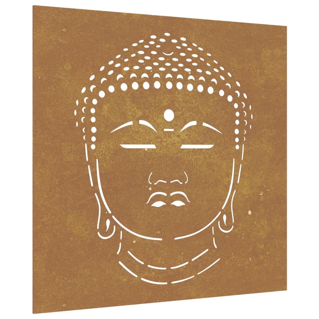 Arredamento Casa Giardino Decorazione Parete 55x55 cm Acciaio Corten Testa di Buddha Design--Complementi