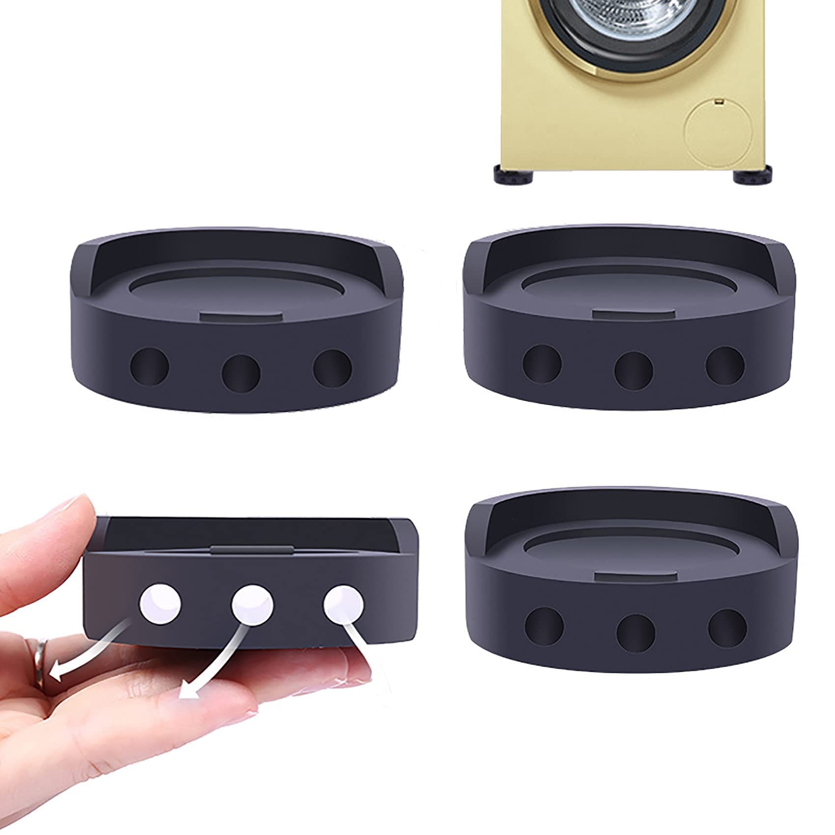 Azonee 4 Pcs Anti Vibration Pads - Universal Shock Absorbing Non Slip Rubber Feet Pads for Washing Machines, Fridges, Sofa, Subwoofers