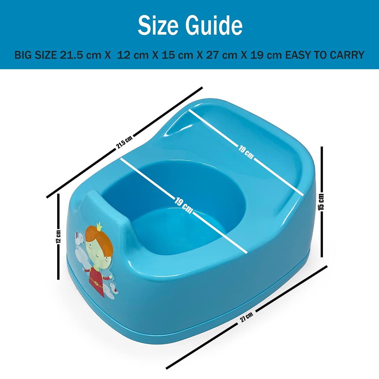 Children Junior Training Potty Toilet Toddler Baby Kids Trainer Chamber Seat Plastic Chair with Cut Out Slot for Easy Carrying, Easy Empty & Clean (G-1 x Sky Blue Potty Chamber) - Image 2