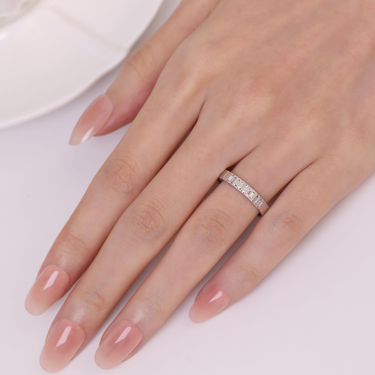 Meissa Anillos de Pareja Ajustables de Plata 925 con Relieve Geométrico Alianzas Modernas para Compromiso o Boda