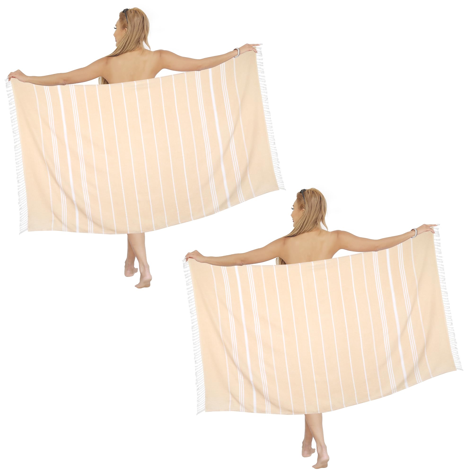 Dlebay Beach Towel 2 Pack,Sand Free Beach Towels Oversized 39 x 72,Turkish Beach Towel Quick Dry,Lightweight Pool Towels for Adults Travel Towel,Cool