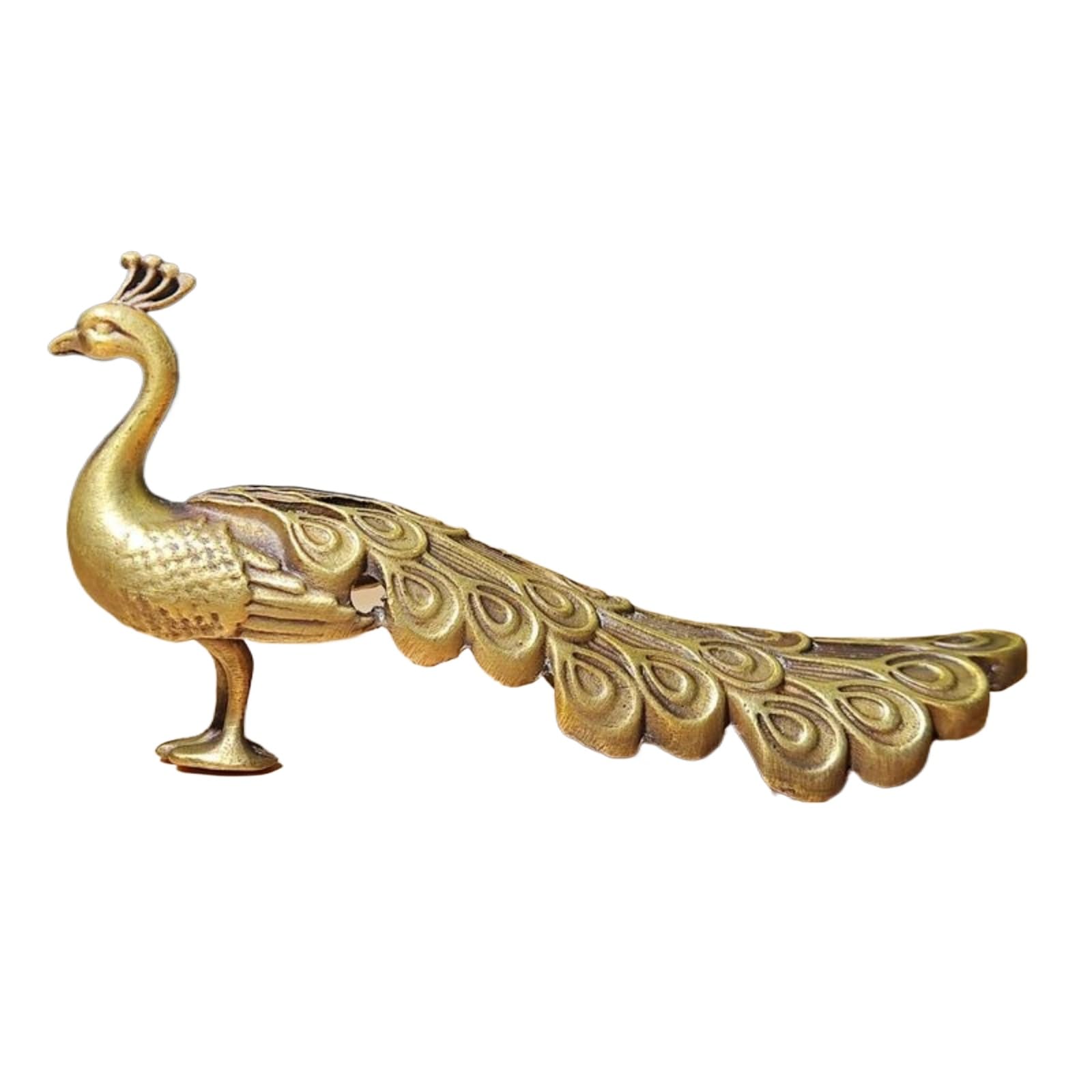 AOTTSD Feng Shui Brass Peacock Statue, Long Tail Bird Figurine