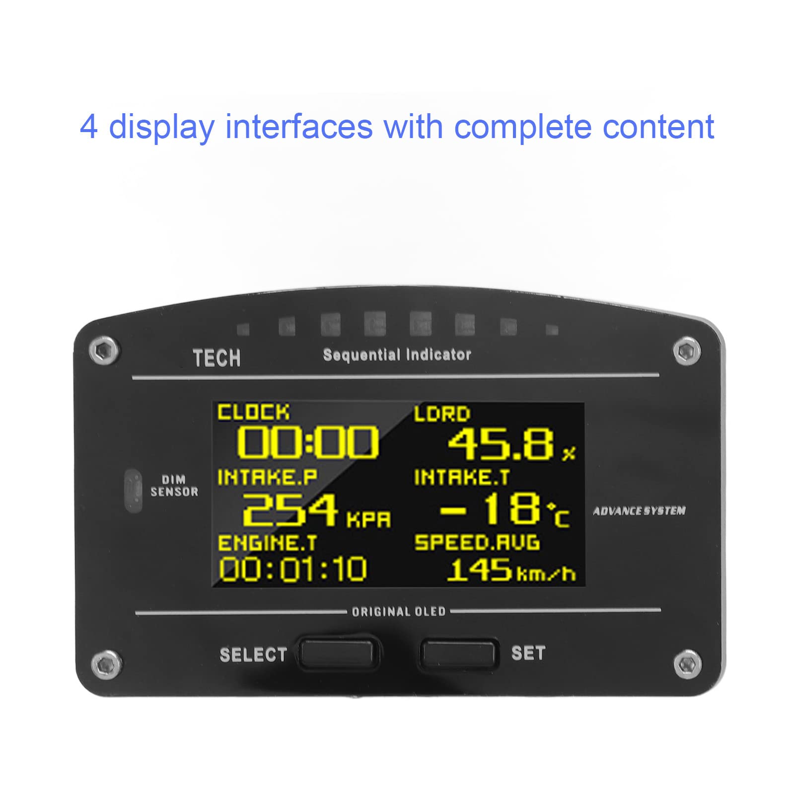 Medidor de Tablero de Automóvil, Pantalla LCD para Tablero de Carreras, Medidor OBD2 DO907OBD de 9 V a 16 V, Preciso y Multifuncional.