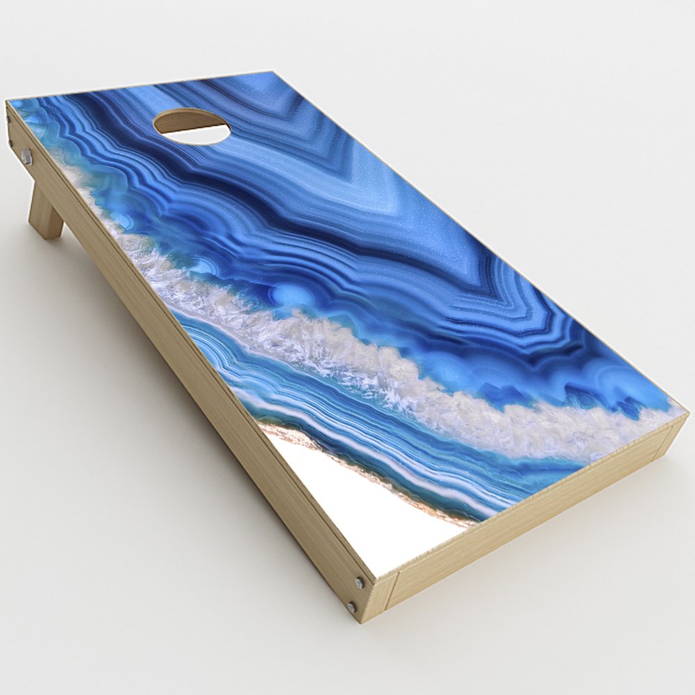 Skin Decal Vinyl Wrap for Cornhole Game Board Bag Toss (2xpcs.) Skins Stickers Cover/Geode Close up Blue Crystals