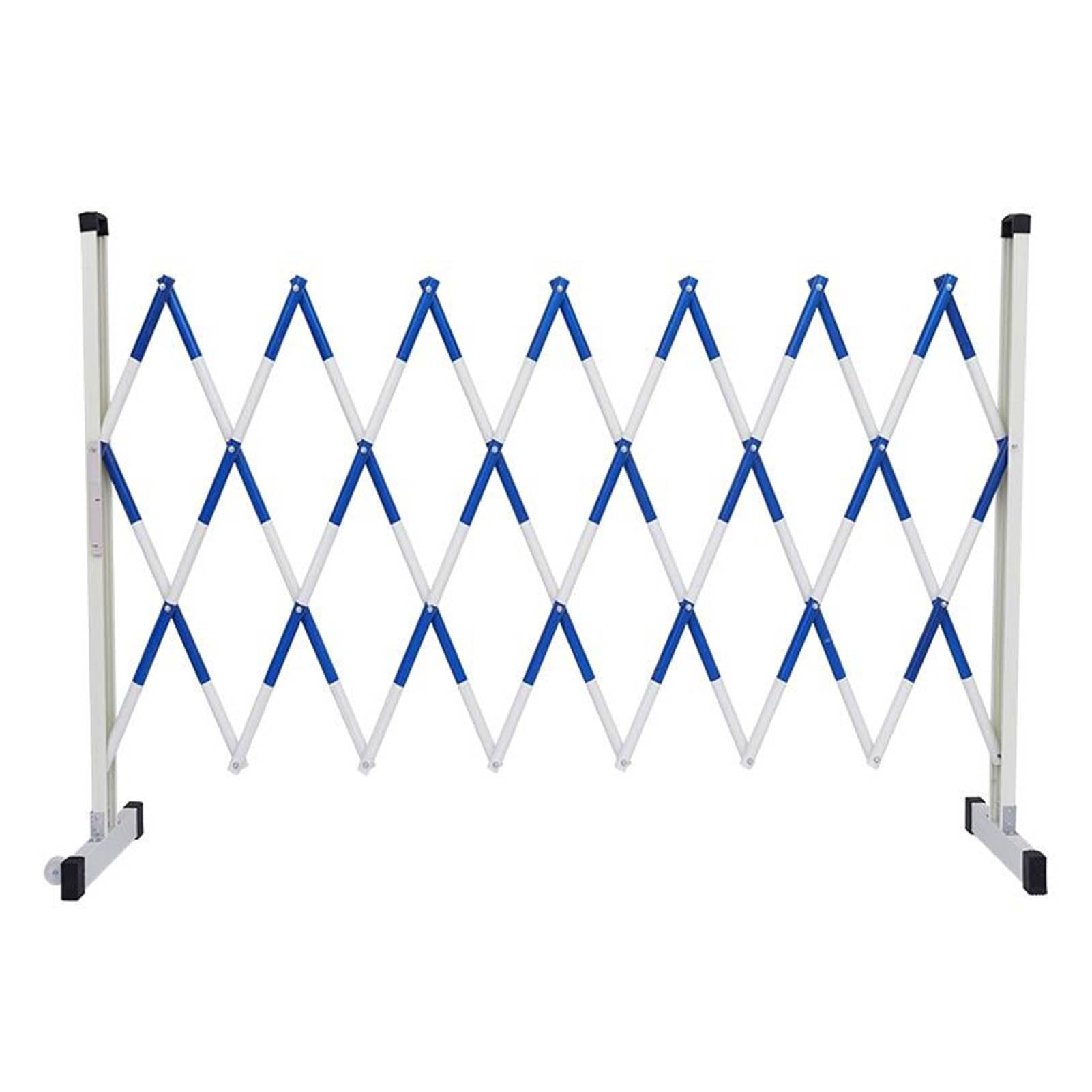 WQPMNYG Security Barrier,Telescopic Safety Fence, Portable Movable Guardrail for Construction & Outdoor Use, Warning Isolation Barrier, 11.4ft (350cm) White-Blue, Ideal for Roads & Garages