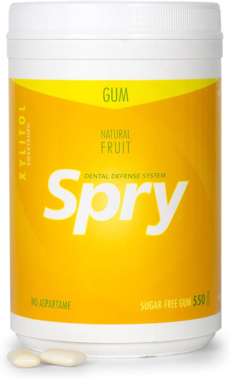 Fresh Natural Xylitol Chewing Gum โ Dental Care, Sugar Free, Aspartame Free, Non-GMO, Gluten Free (Fresh Fruit, 550 Count - Pack of 1)