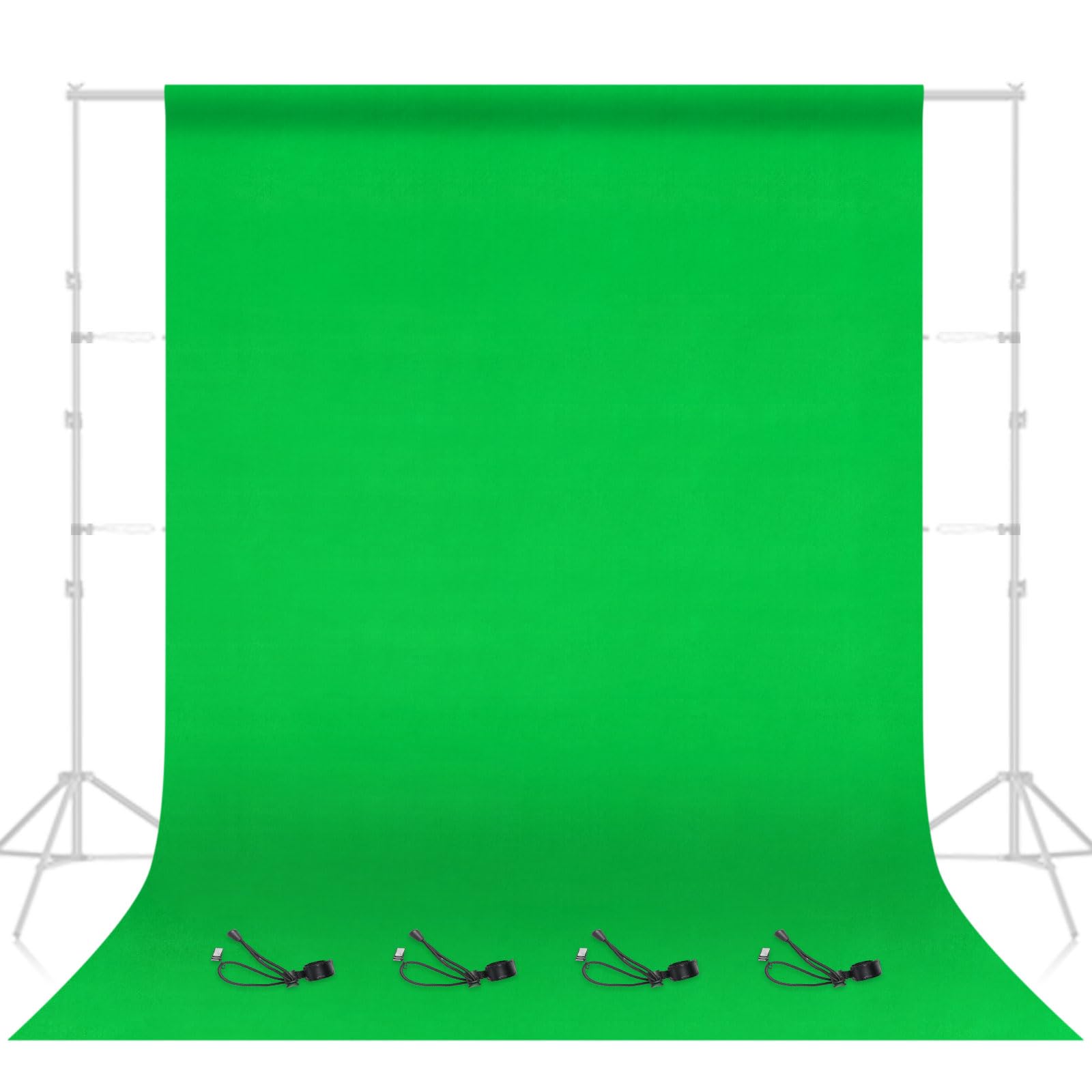 EMART2.4x3.0m/8x10ft Green Screen Backdrop,High Density Polyester Fabric Photography Greenscreen Background with 4 Spring Clamps for Video Studio Portraits Parties