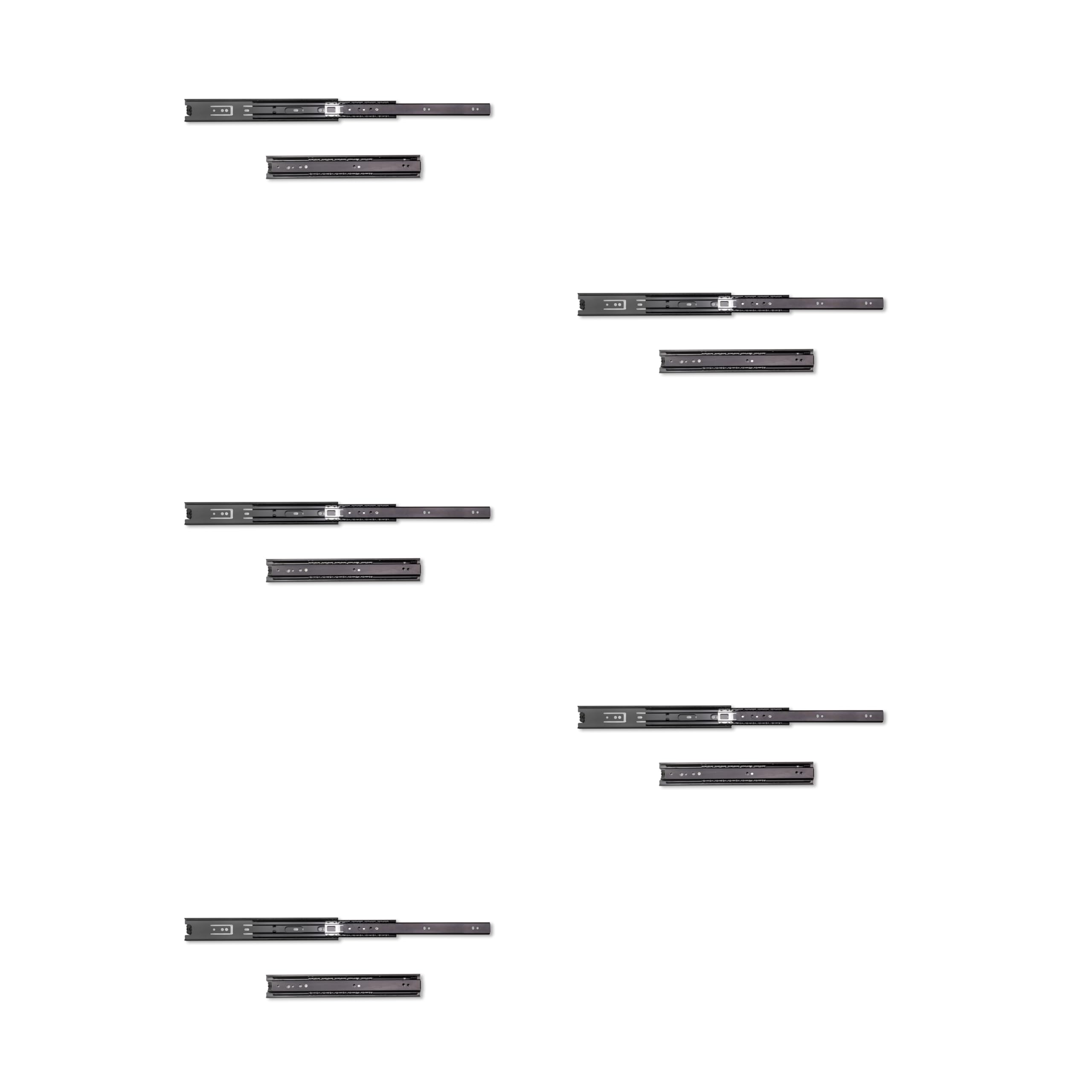 Emuca Black - Ball Bearing Drawer Slides 45Mm X 300Mm (1,77 X 11,8 Inch) Set Of 5 Pairs Of Full Extension Drawer Runners,