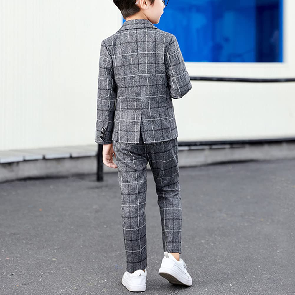Conjunto de Traje para Niños 3 Piezas Conjunto de Blazer y Pantalón a Cuadros para Niños Traje de Ceremonia Elegante Trajes de Bautizo Comunión Ropa de Ocio o Ropa de Fiesta de Boda 2-12 Años