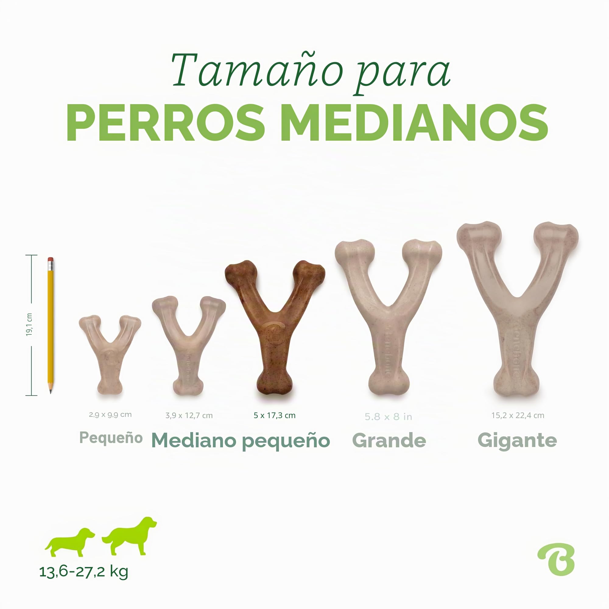 Wishbone de Benebone, un juguete para morder, con auténtico beicon mediano, resistente e indicado para perros masticadores agresivos, fabricado en EE. UU.