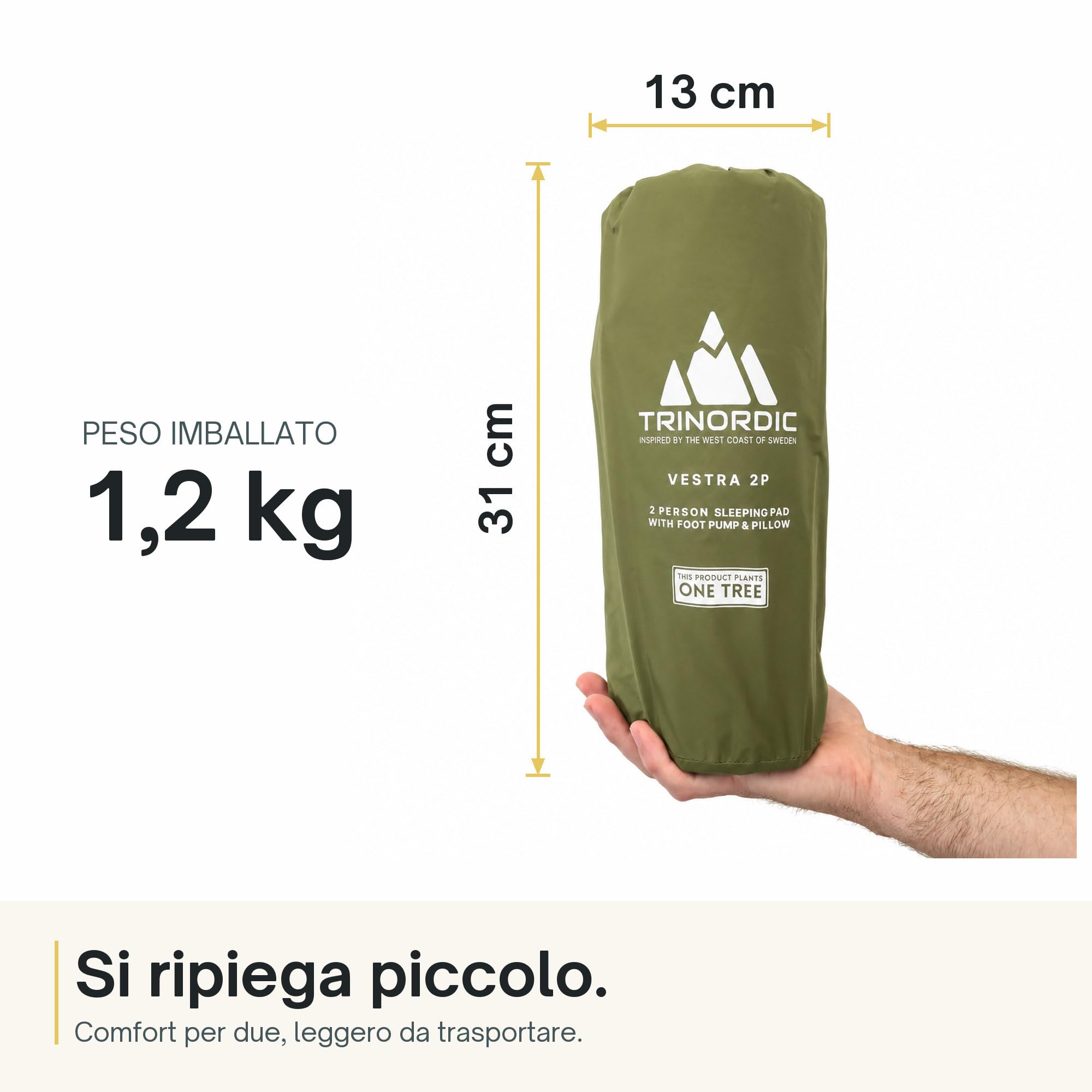 TRINORDIC Materassino Gonfiabile Doppio – 2 Persone con Pompa a Pedale