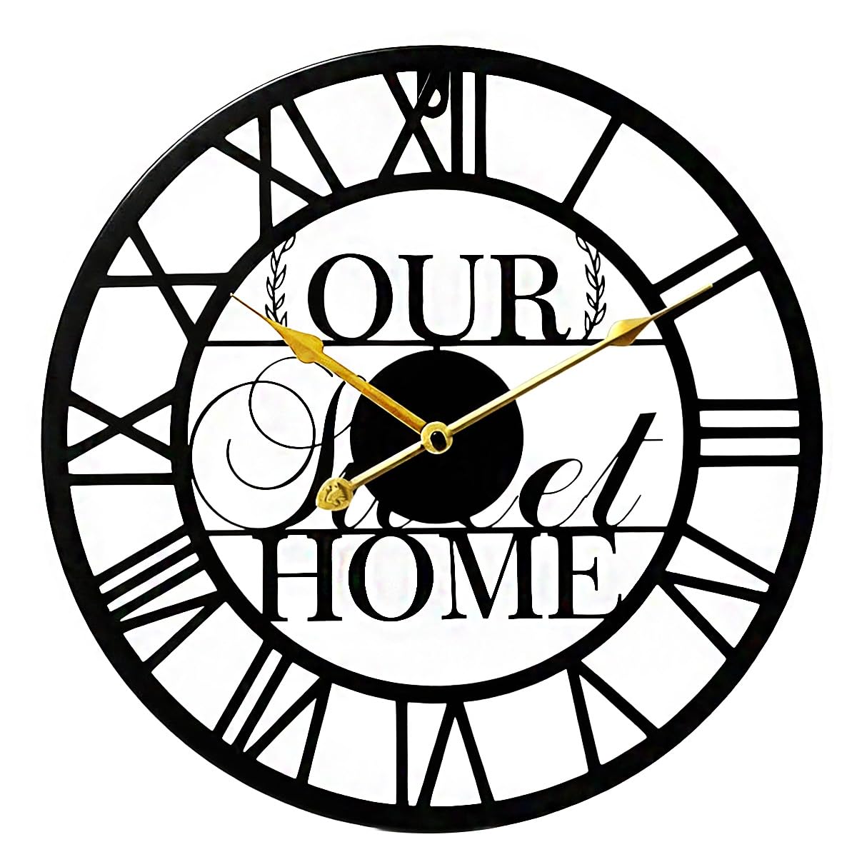Taodyans Vintage Silent Wall Clock, 40 cm Skeleton Metal Clock for Living Room Kitchen Cafe Hotel Office Home Decor (Our Home)