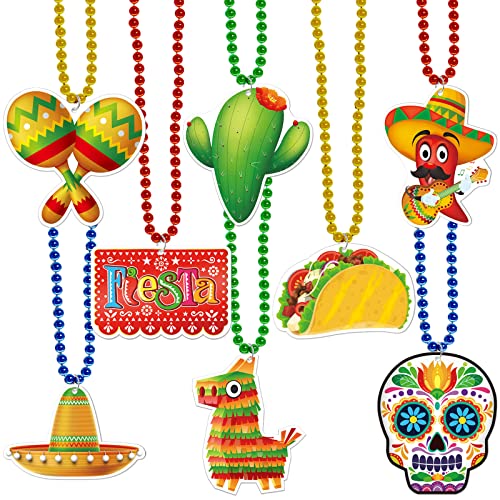 Omgouue 20PCS Cinco de Mayo Beaded Necklace Mexican Fiesta Birthday Party Decorations Supplies Favor