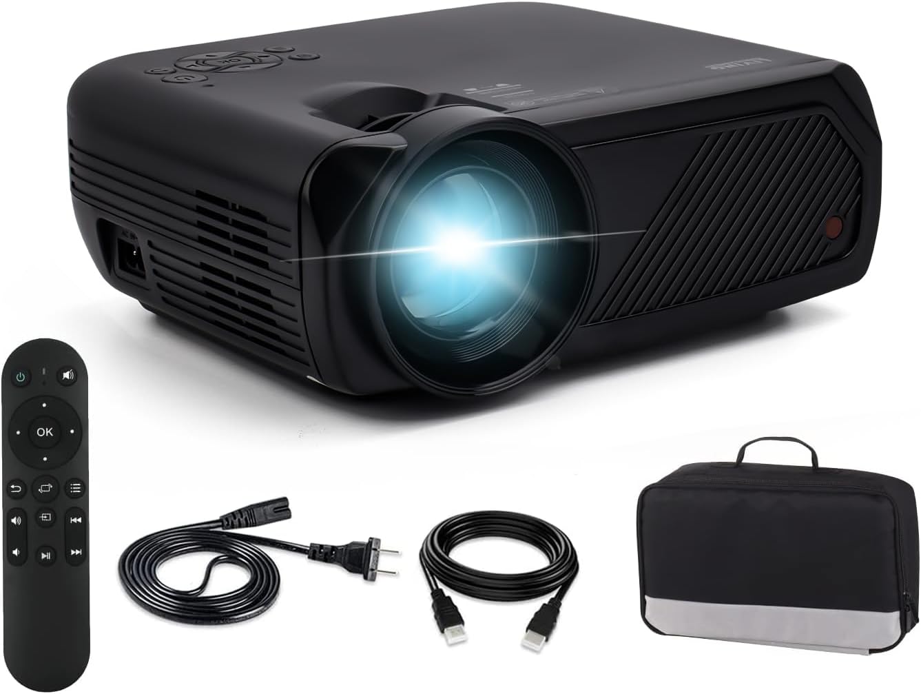 Mini Projector with Bluetooth, 1080P HD Supported Portable Video Projector, 7000 Lumen 50,000 Hours Led Lamp, 200'' Projection Display, Compatible with HDMI VGA USB DVD