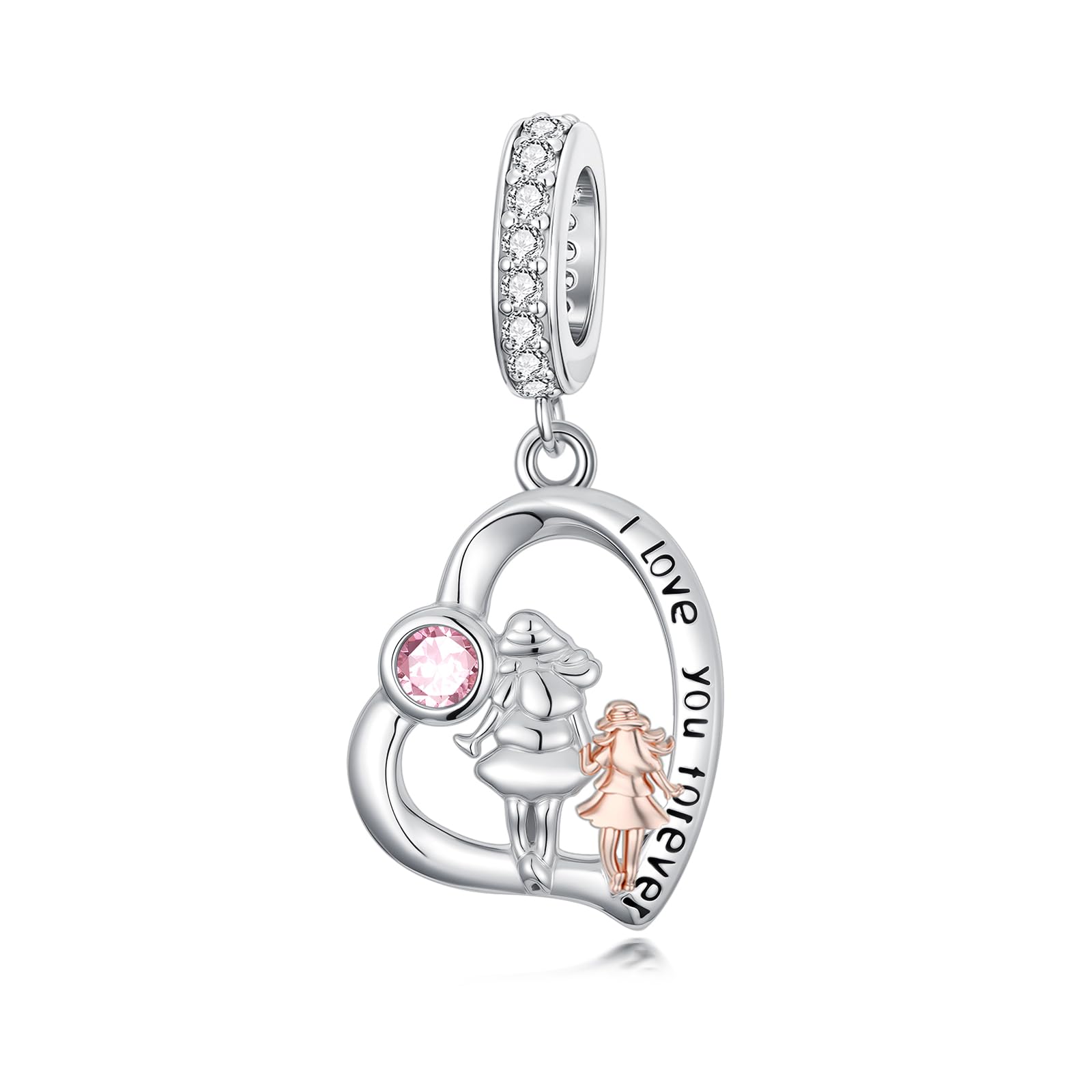 PROESS Father Mother Daughter Charm fit Charms Bracelet Sterling Silver Charms for Bracelets Birthday Valentines Day Gifts for Daughter Mother Lover